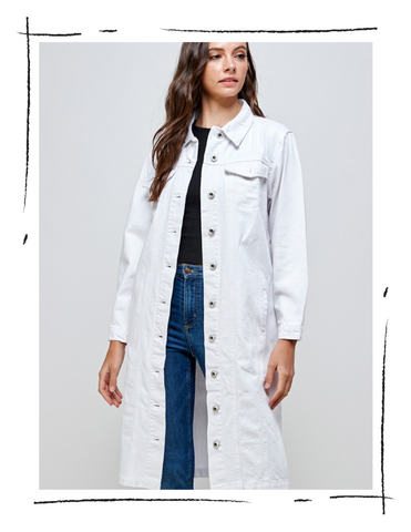 White long denim jean jacket